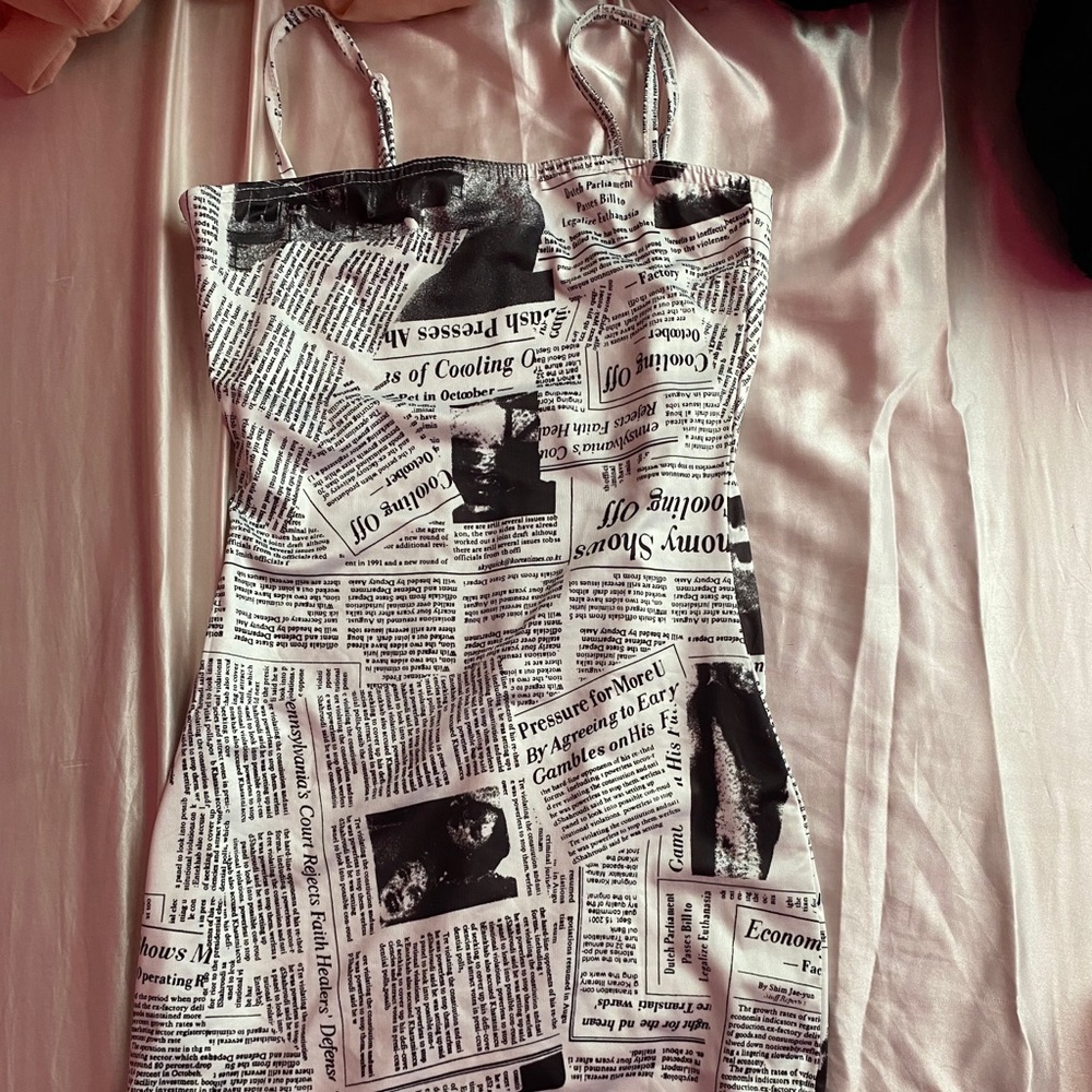 Bodycon news print dress